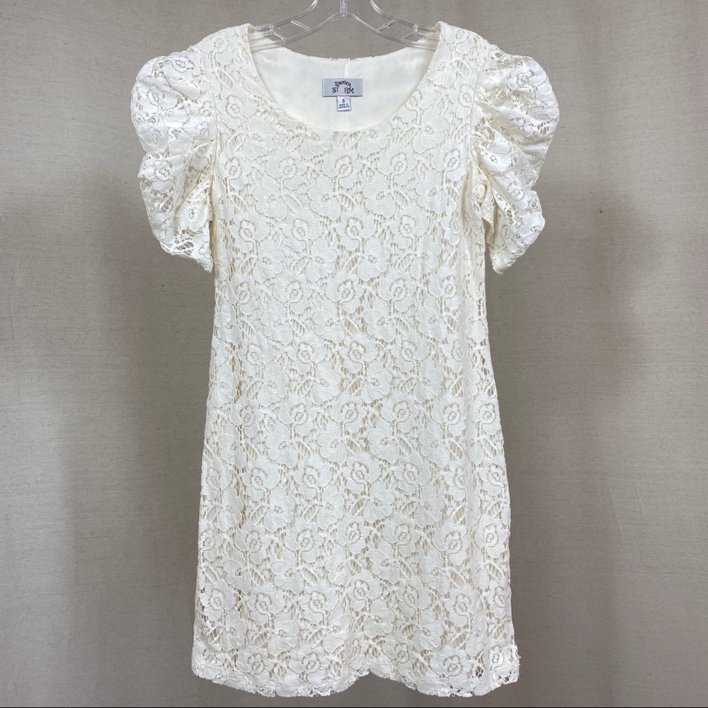 Sweet Storm Puff Sleeve, Lace Dress